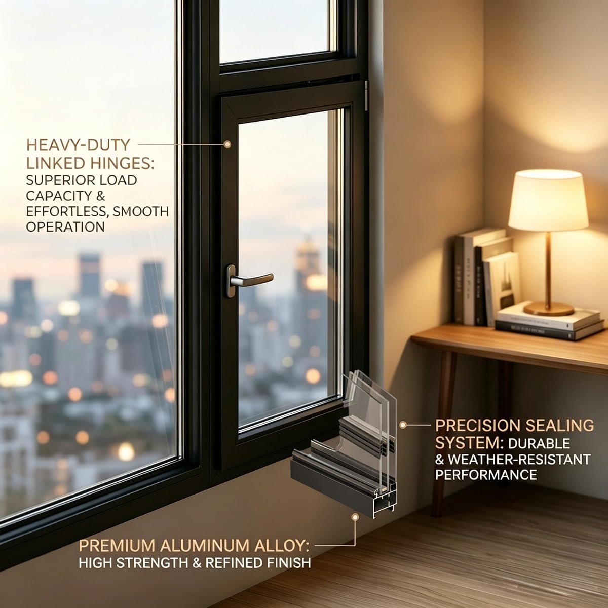 Ventana abatible aluminio para baño y balcón, doble cristal, mosquitera acero inoxidable desmontable(White(WxH),20x26")