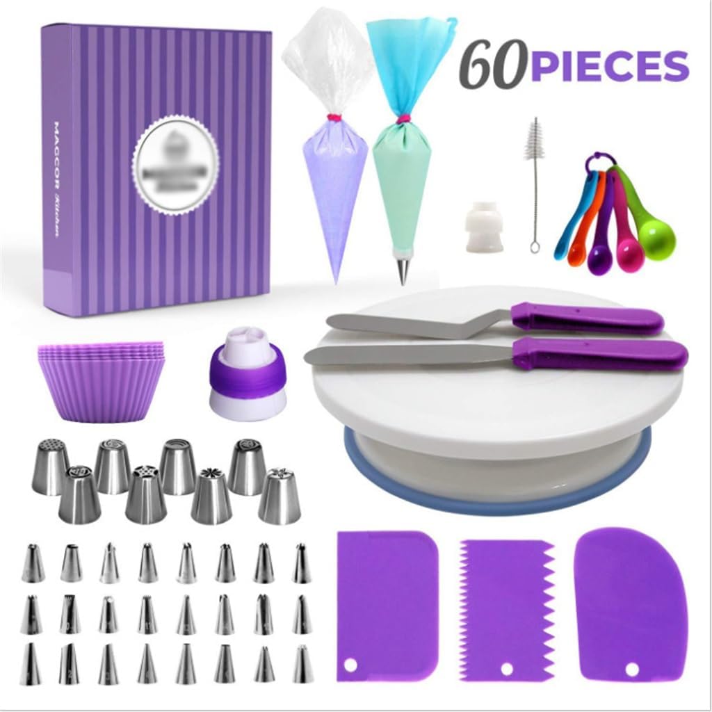 7-piece 60 Piece Cake Turntable Set Flower Mounting Table Baking Tool Set(E)