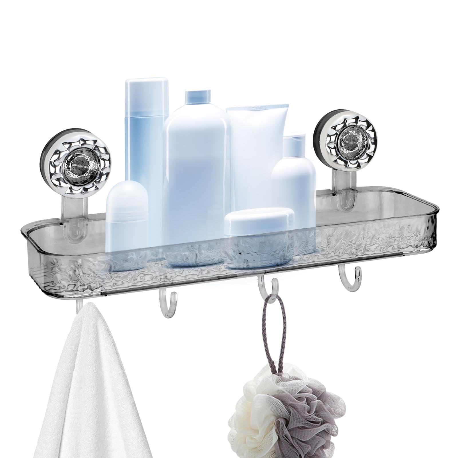 LELE LIFE Suction Cup Shower Caddy - Acrylic Shower Organizer Large Removable Bathroom Shelf Powerful Suction Basket Bathroom