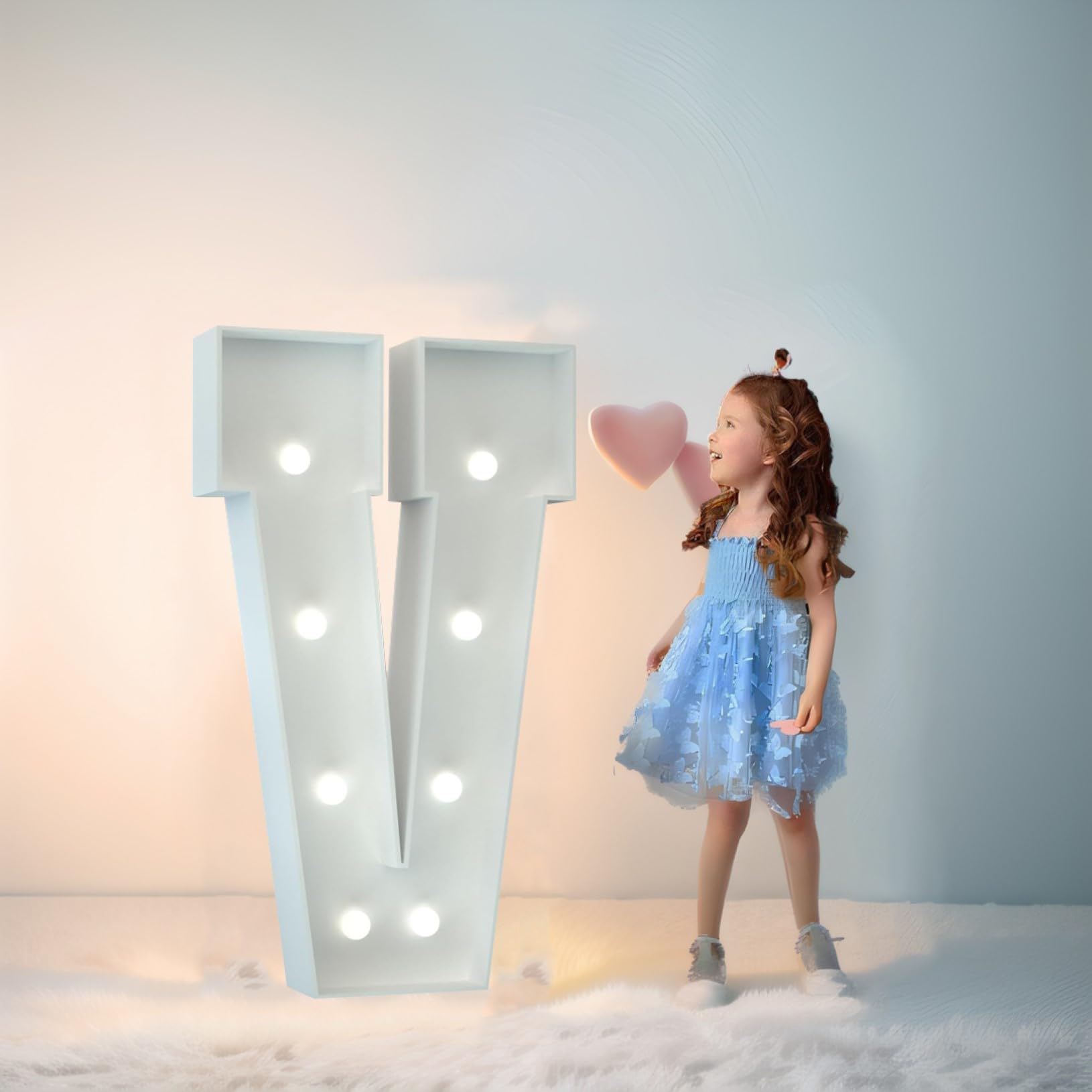 LED-Festzelt-Lichter, Buchstabe V, LED-Alphabet-Lichter, Fernbedienung, Festzelt, Dekoration, beleuchtetes Schild für Hochzeit, Geburtstag, Geschenke, 120 cm