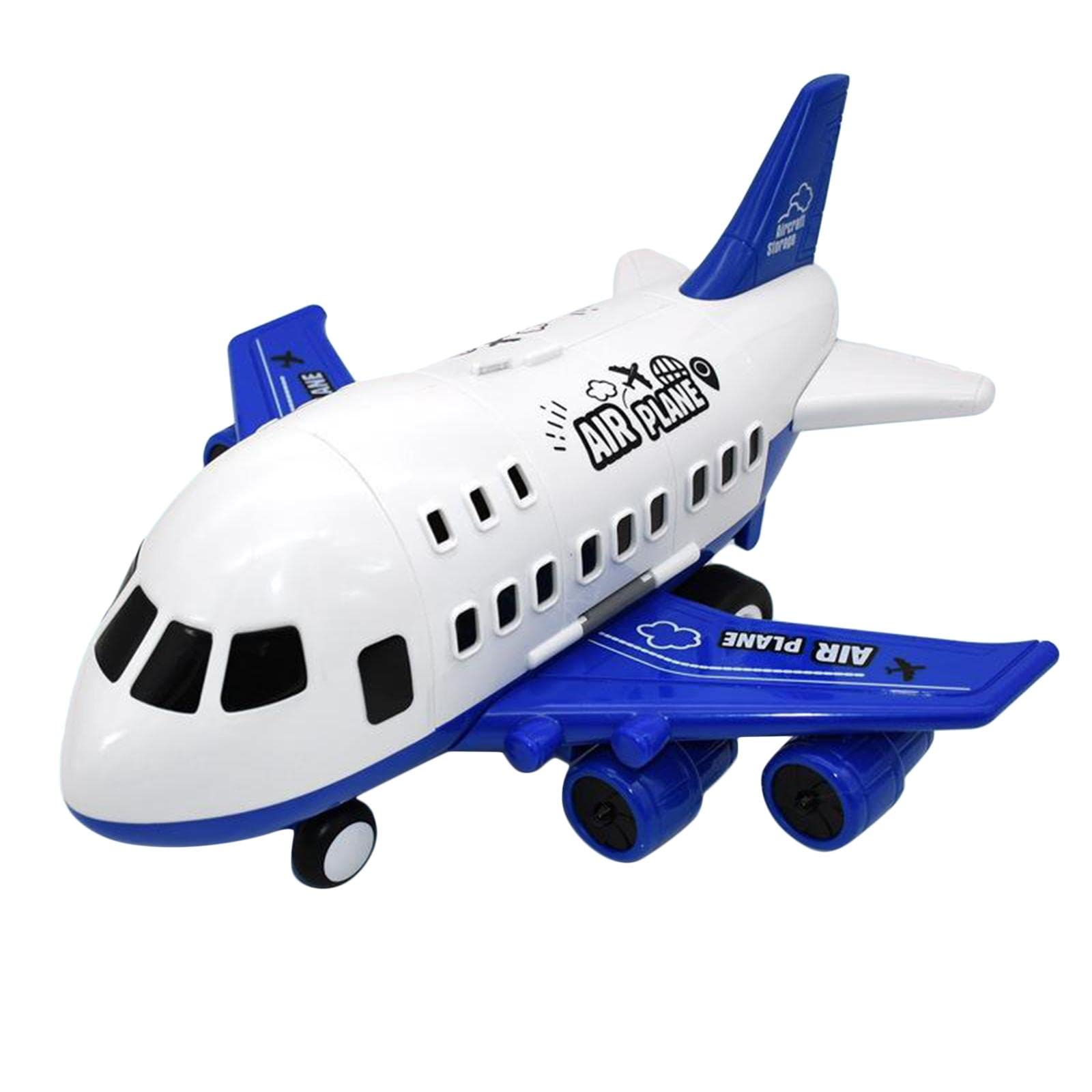 Set di Giocattoli per Bambini con Aereo E Contenitore Portaoggetti E Pista Inerziale, Blu 6 Auto Della Polizia