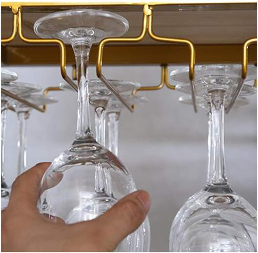 Wrought Iron Upside Down Wine Rack, bar Wine Cabinet Living Room Hanging Cup Holder, Home Creative Hanging Cabinet Wine Rack, Wine Rack (Color : Gold, Size : 120 25cm)