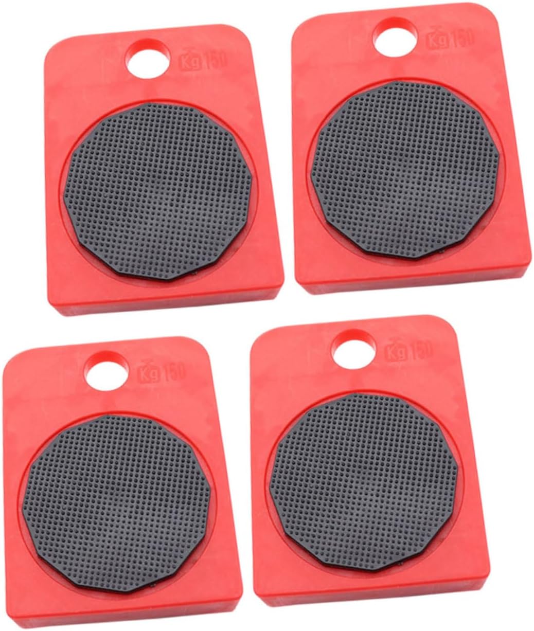 4pcs Furniture Moving Sliders with Wheels, Red ABS Plastic