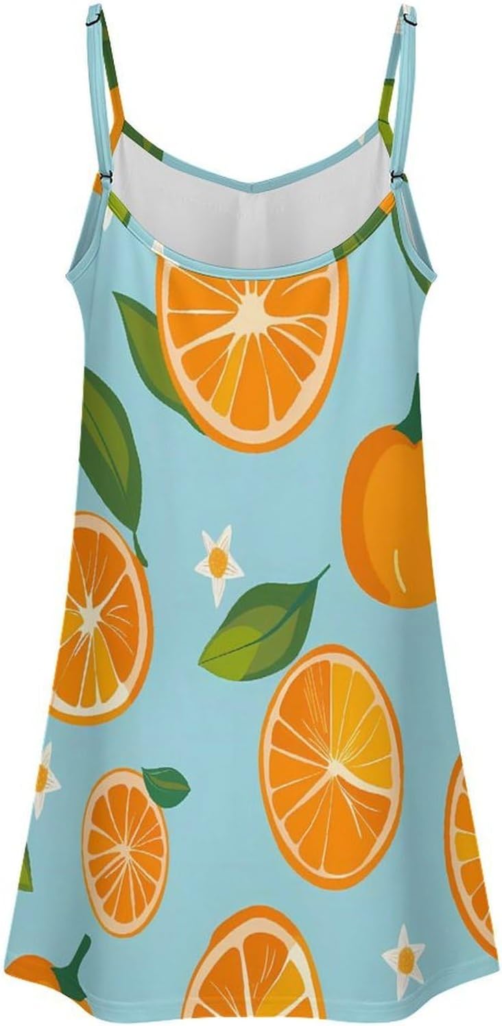 Oranges Women's Nightgowns Sleepwear Adjustable Spaghetti Strap Sleep Dress Sleepshirt