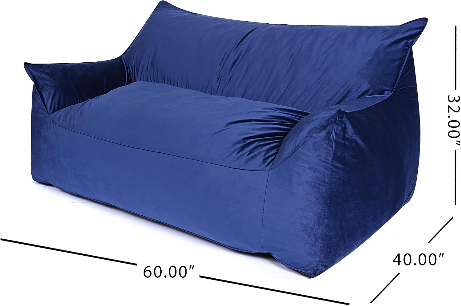 Foamma Bean Bag Sofa Chair, Midnight Blue - Bean Bag Chair with Armrests, Bean Bag Couch with High-Density Foam, Lounge Chair for Bedroom, Large Bean Bag Chairs for Adults - 40" x 60" x 32"