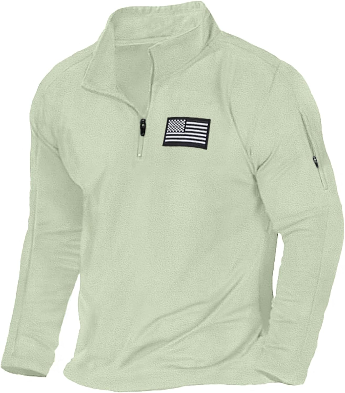 NUOKESASI Mens USA Flag Graphic Sweatshirt American Patriotic 1/4 Zip Long Sleeve Pullover with shoulder pocket