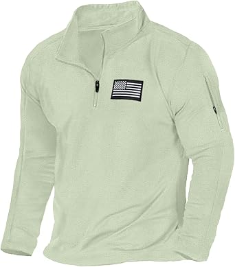 Mens USA Flag Graphic Sweatshirt American Patriotic 1/4 Zip Long Sleeve Pullover with shoulder pocket