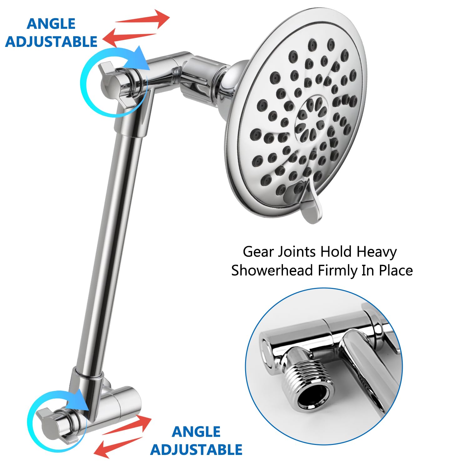 Extensión de Alcachofa de Ducha, 288 mm Ajustable Brazo de Extensión de Alcachofa de Ducha de acero Inoxidable, Extensión de Brazo de Ducha con Tuercas de Seguridad, Conexión Universal G1/2'' (Plata)