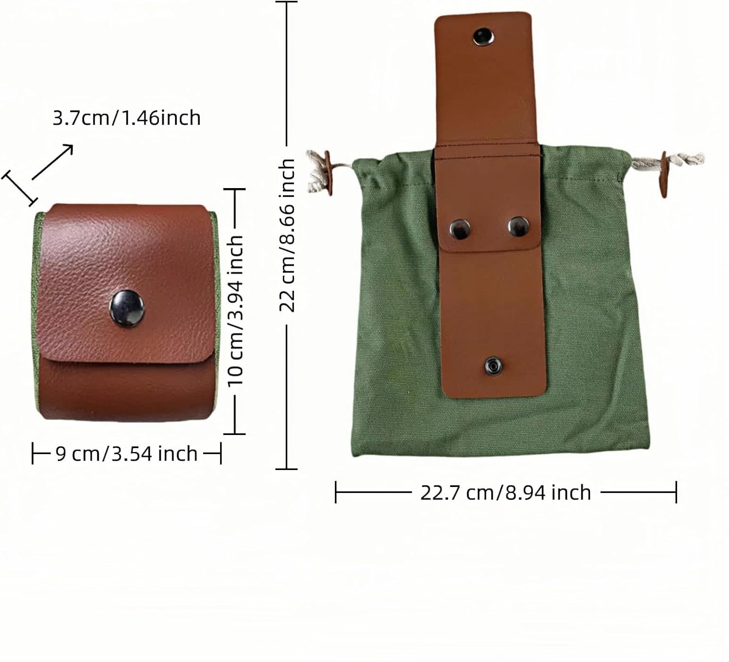Foldable Waxed Canvas Foraging Bag - Hands Free Waist Pack for Hiking, Camping & Berry Picking, Waterproof Tactical Hip Pouch ,Mushroom Picking(Army Green),8.94X8.66IN - Image 3