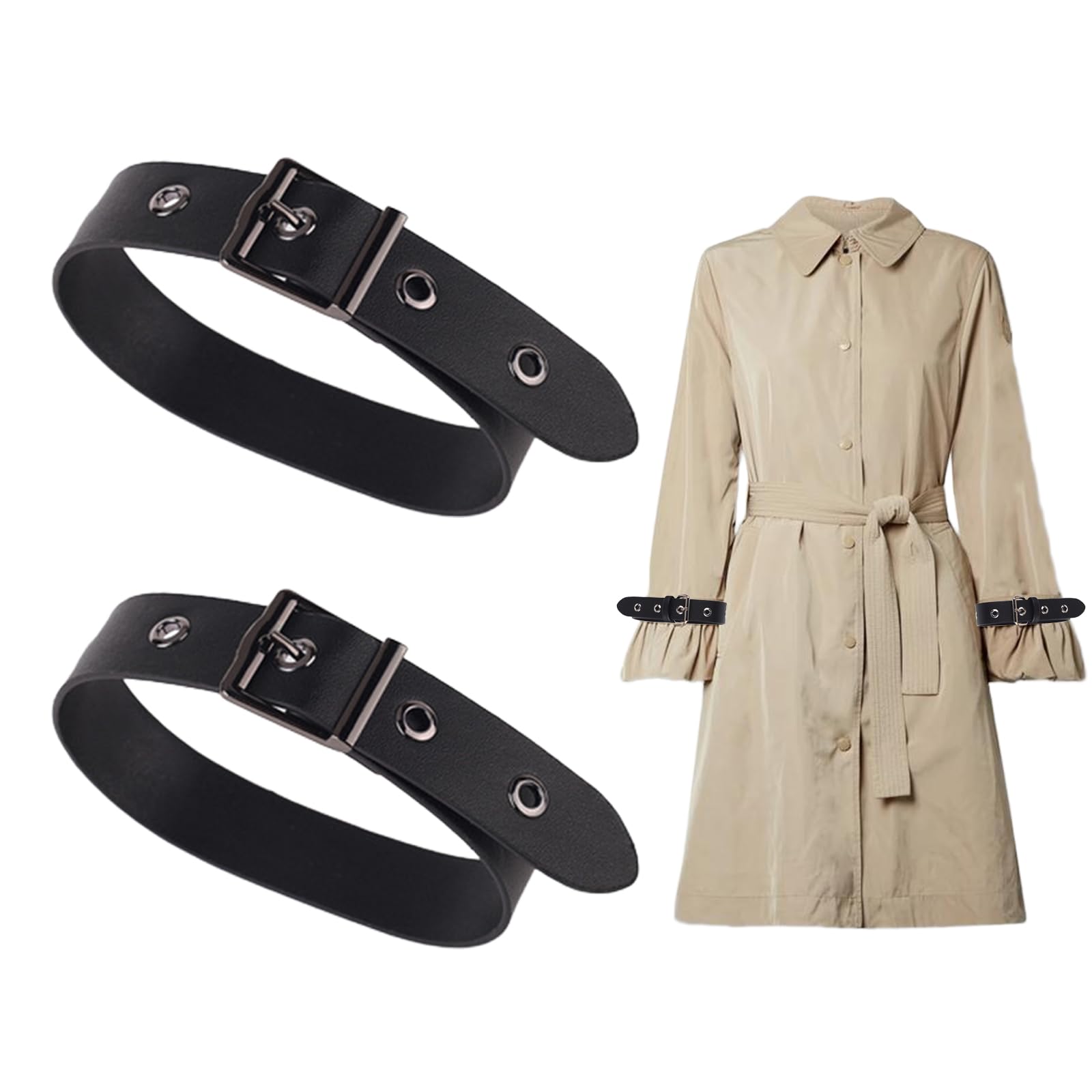 2 Pcs Belt Extender for Women Adjustable Leather Strap with Buckle Seat Leg Straps Seatbelt Extender Band for Dress Sleeve Garter Coat Jacket Pants Replacement Accessory