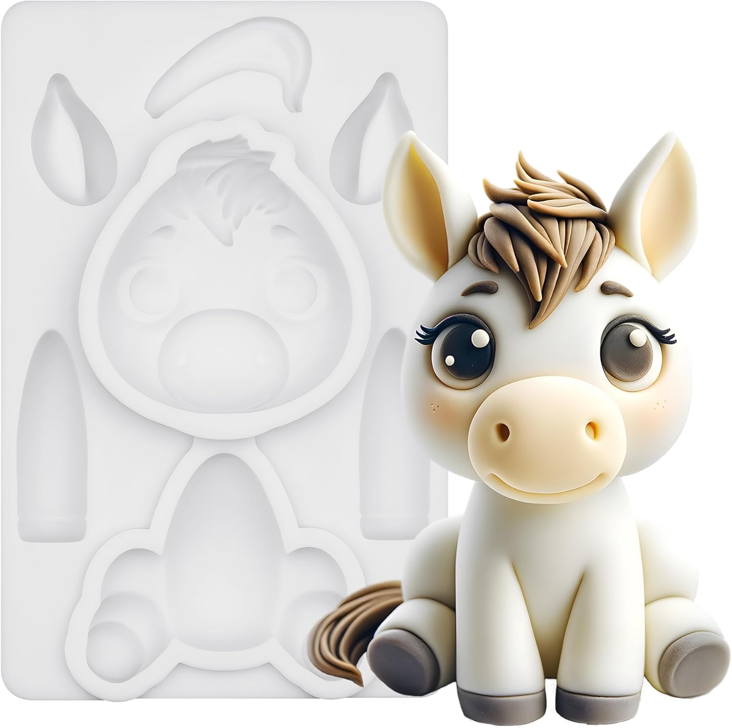 Fondant Mold Horse Farm Animal Cake Topper 3.4 Inches Tall