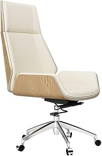 SMLZV Sillas de Oficina del Ministerio del Interior sillas de Escritorio Business Furniture Respaldo Alto Ejecutivo Silla de Oficina, Cuero de Color Blanco cremoso (Size : A)