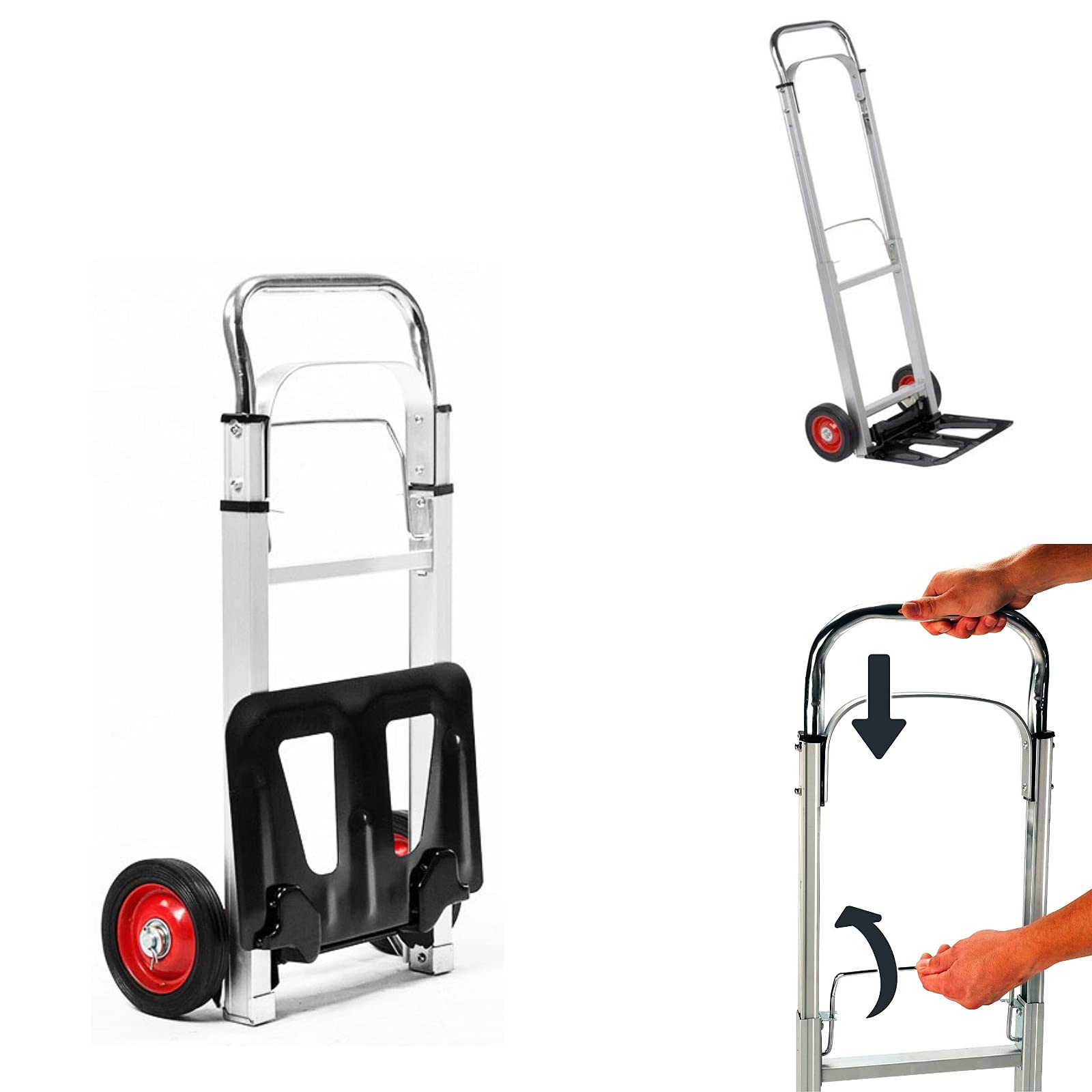 Carrito manual para el equipaje plegable, capacidad de carga máx. 90 kg para transporte de mercancías, electrodomésticos, escape