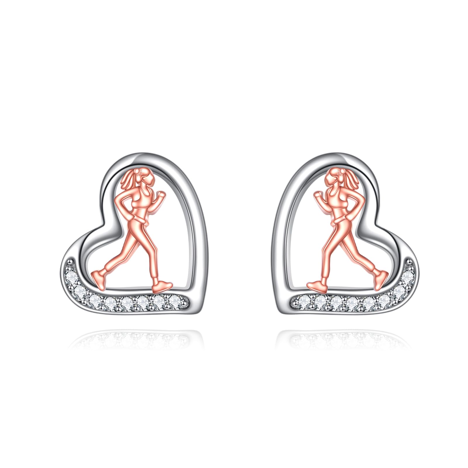 Sport Ohrringe Sterling Silber Herz Ohrstecker Sport Hobbys Schmuck | Muttertag Weihnachten New Year Geburtstag Geschenke für Damen Oma Mama Tochter
