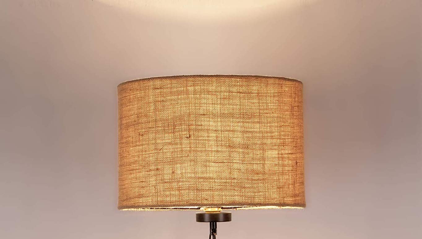 Indian Pride Nautical Jute Burlap Lampshade, Brown (12" x 11" x 8") for Table and Floor Lamps-image-1