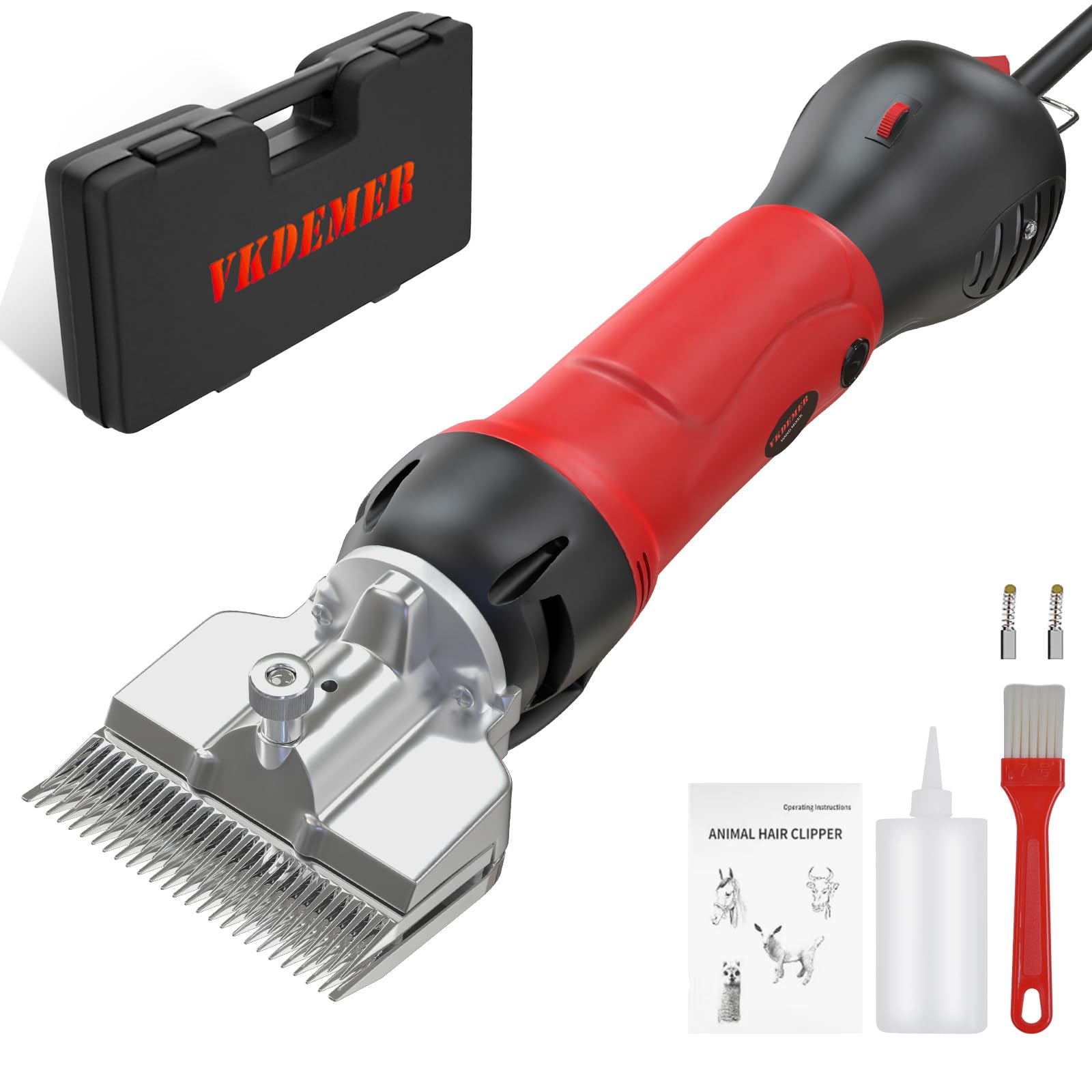 Horse Clippers,600W Professional Electric Horse Grooming Kit, Shaving Equine Clippers for Horses Goat Cattle Large Thick Coat Animals,6 Speeds Heavy Duty Farm Livestock Haircut Trimmer