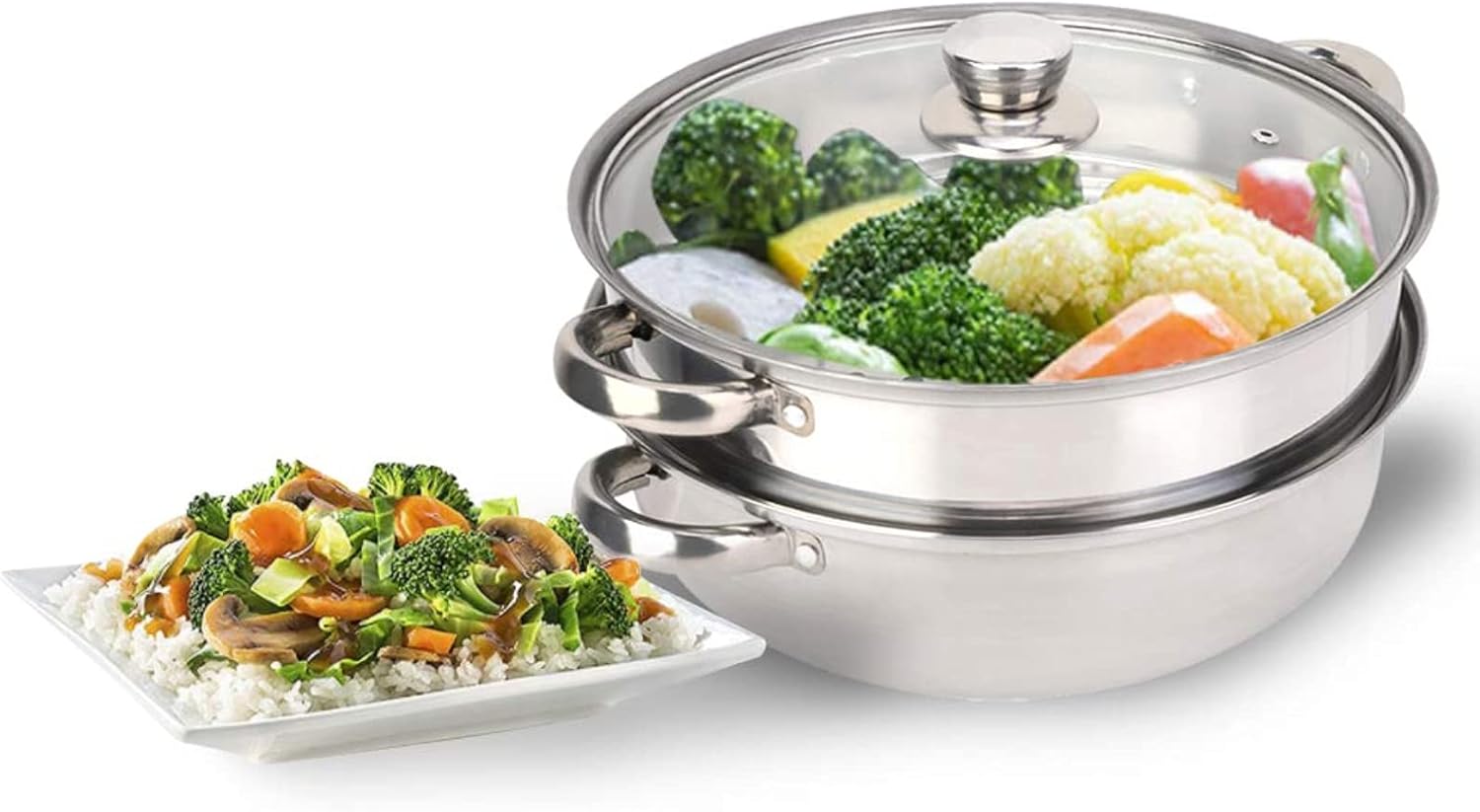 Jeffergarden 2Layer Steamer Pot Stainless Steel Cookware Cooker