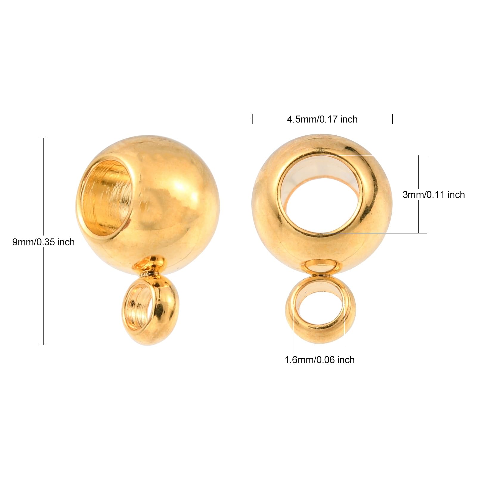 Craftdady Lot de 100 bélières de transport en acier inoxydable doré 9 x 6 mm pour fabrication de bijoux