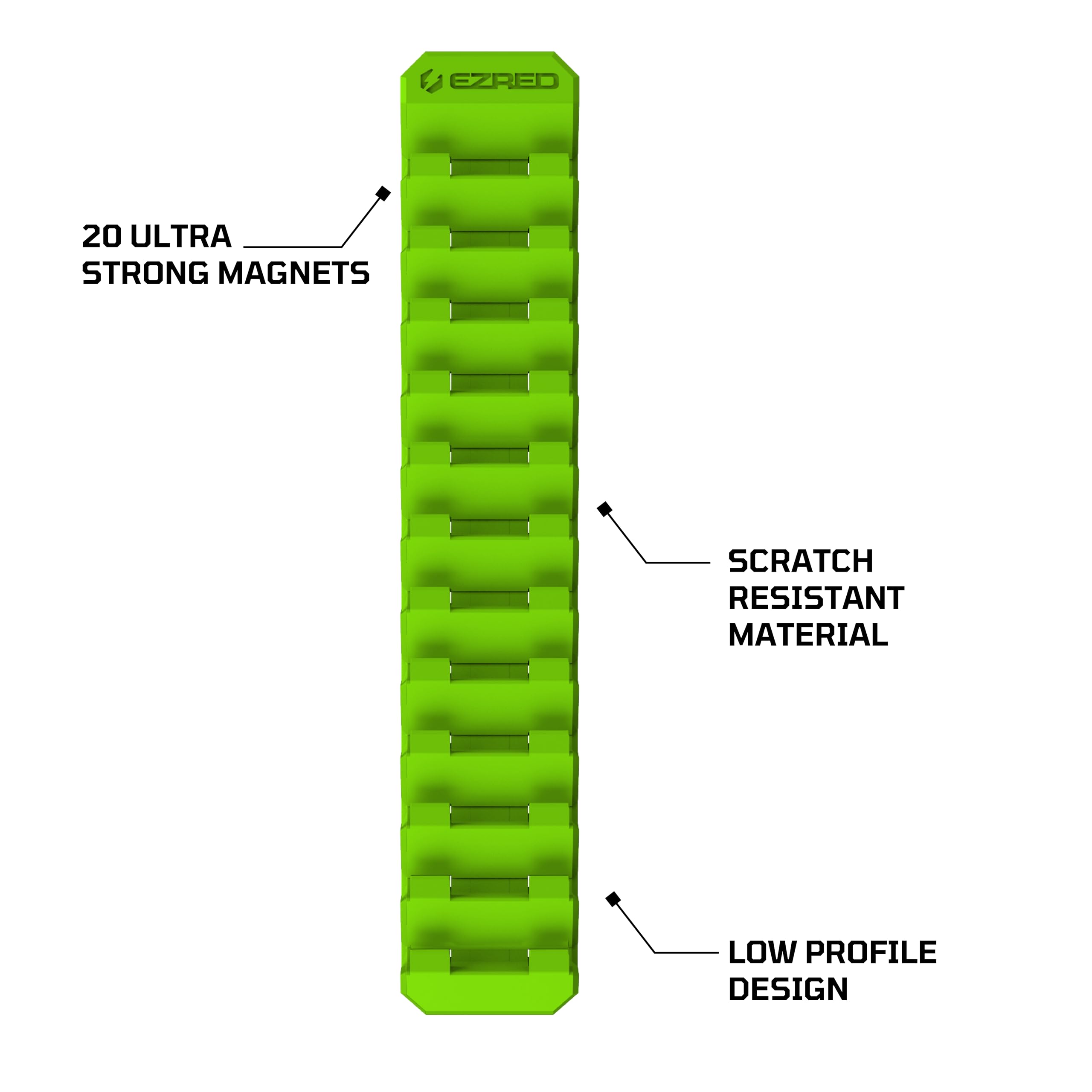EZRED FWR12-G Magnetischer, flexibler 12-Schlitz-Schlüsselhalter, nicht beschädigend, schlankes Design, Aufbewahrung