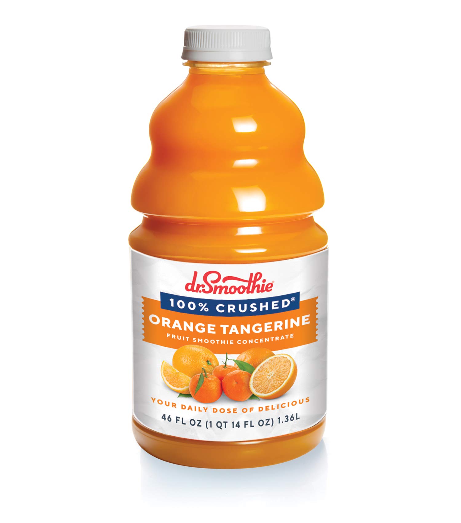 Dr. Smoothie 100% Crushed Orange Tangerine – No Added Sugar, Made with Real Fruits/Fruit Juice – Vegan, No Artificial Colors or Flavors – Sunny Blend of Sweet Oranges & Tangerines – 46 oz Bottle