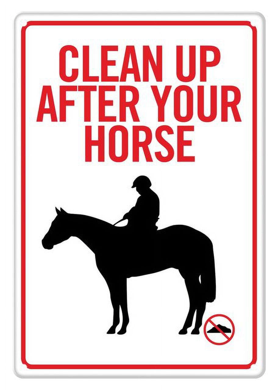 peiyeety Clean Up After Your Horse Aluminum Tin Sign for Home Kitchen Wall Decor 12X8Inch