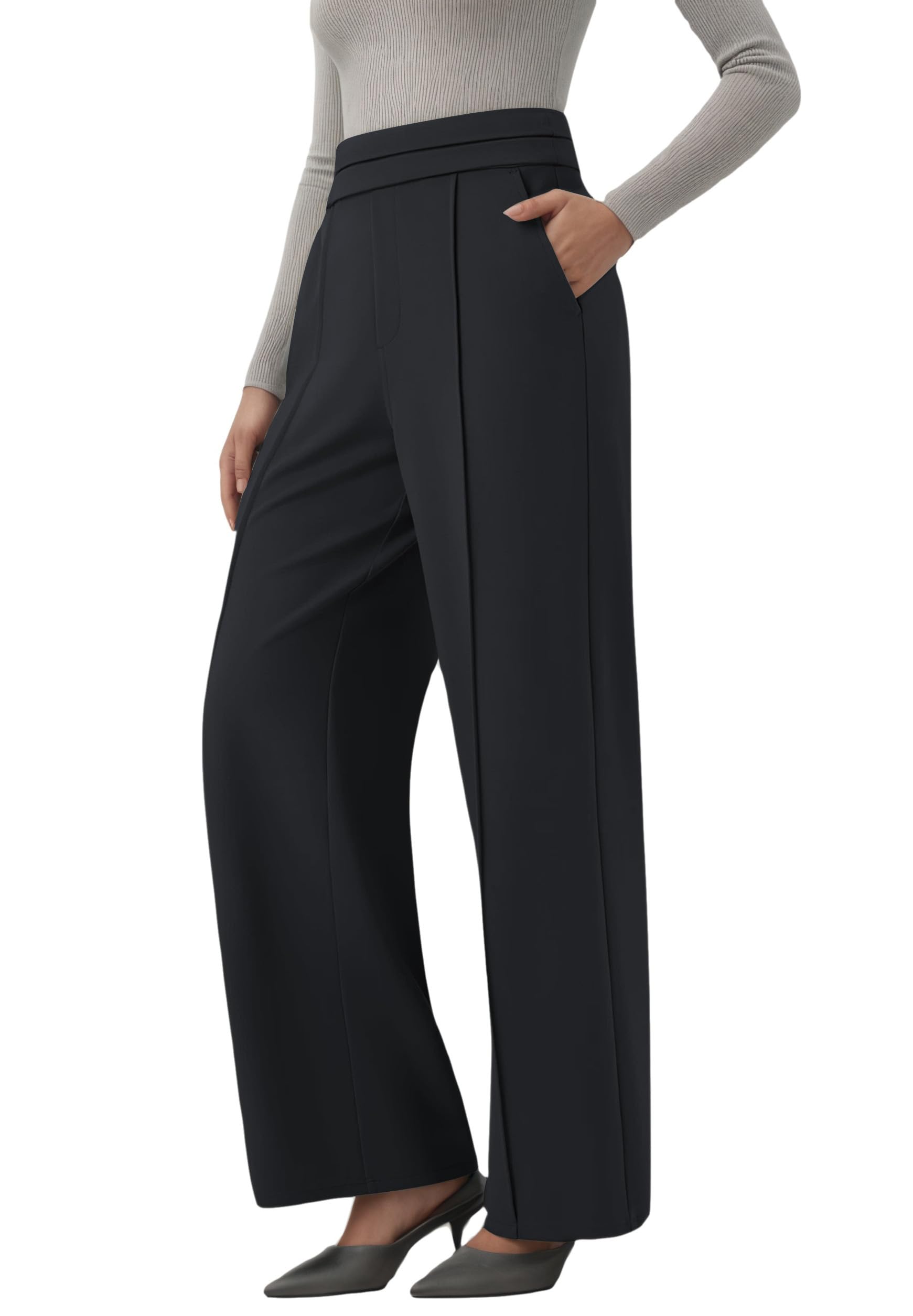 TOPYOGAS Womens High Waisted Straight Leg Work Pants Business Casual Office Dress Pants with Pockets