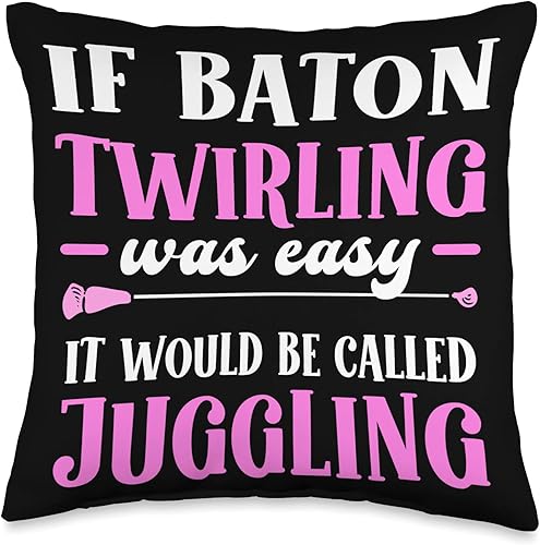 Majorette & Baton Twirler Shirts & Merch Cheerleader Majorette Twirler. Baton Twirling Throw Pillow, 16x16, Multicolor