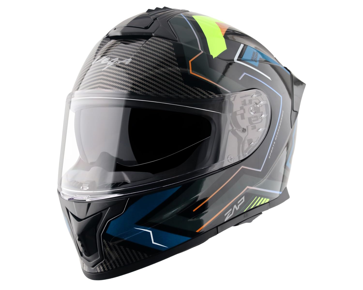 Vega Zap Explore D/V ISI and DOT Certified Gloss Finish Full Face Helmet for Men with Dual Visors and Spoiler-Black Blue-XL-image-42