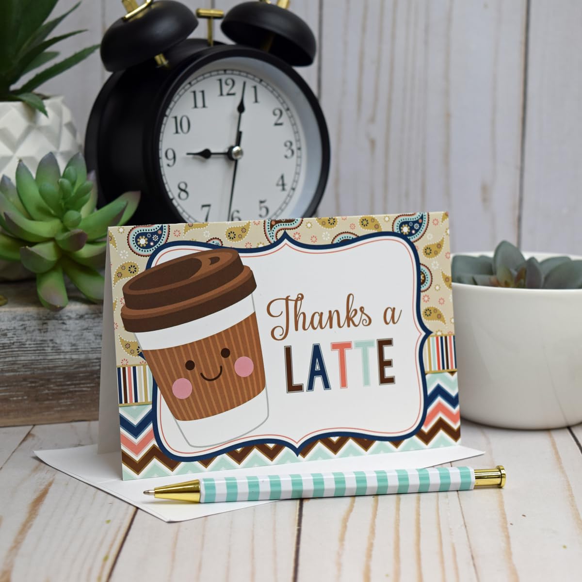 AmandaCreation Dankeskarte 'Thank A Latte' – Blanko, 10,2x15,2 Cm, Mit Umschlag, Für Alle Anlässe