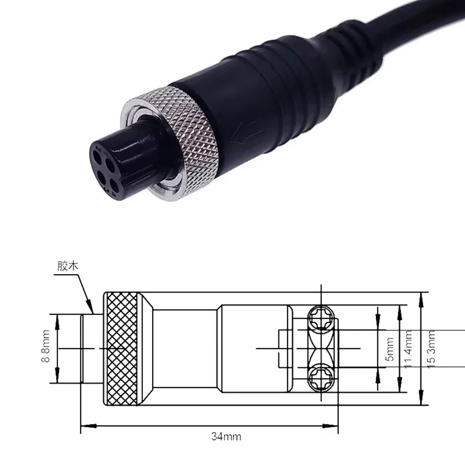 2M GX12 2/3/4/5/6Pin męski/żeński przedłużacz M12 złącze wideo i audio do kamery (4-pinowy żeński żeński)