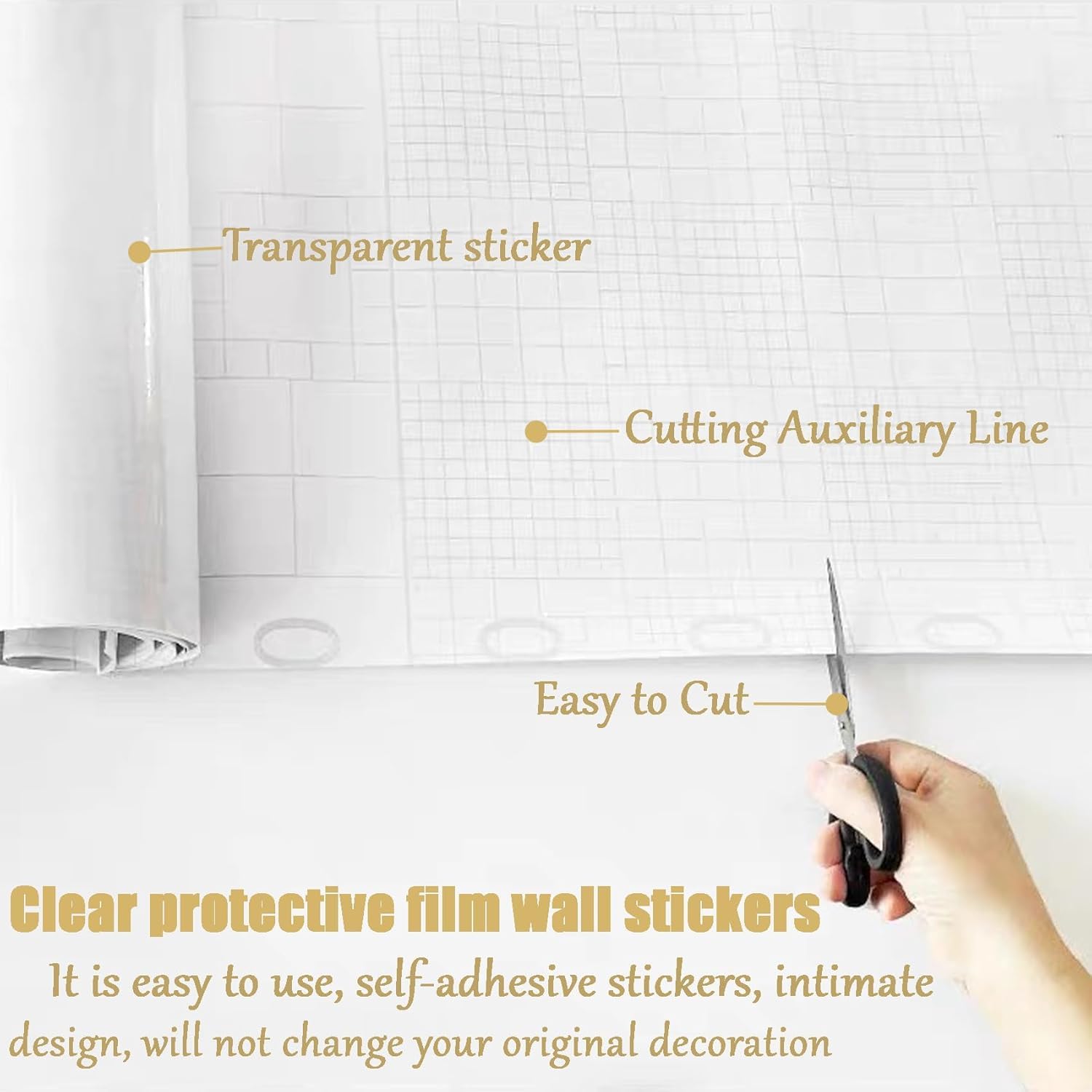 Transparent Wall Protection Sheet | Clear Self Adhesive Scratch & Stain Guard Film for Walls & Furniture | Crystal Clear Wall Protection Film || 61"x 254"cm 1