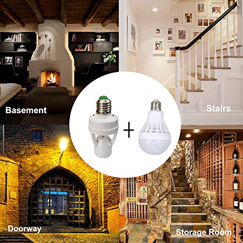 Taigeguang PIR Motion Sensor Light Socket,E26/E27 Smart Lamp Bulb Holder Adapter Auto On/Off Light Control Suitable for Garage Basement Porch Storage Room Indoor Use Only by Taigeguang - Image 6