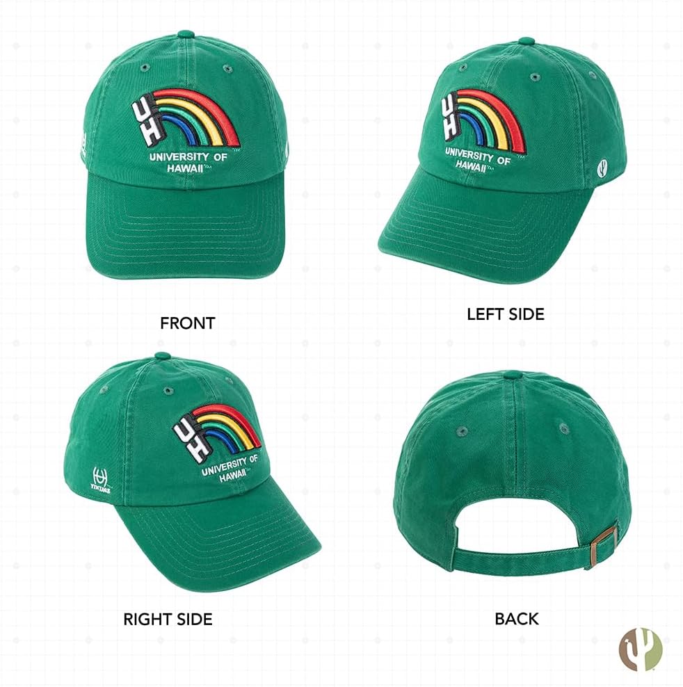 Desert Cactus University of Hawaii Baseball Hat Rainbow Warriors UH Brimmed Embroidered Hats Cap Adjustable Cloth Strap Adult (Style 3) - Image 3