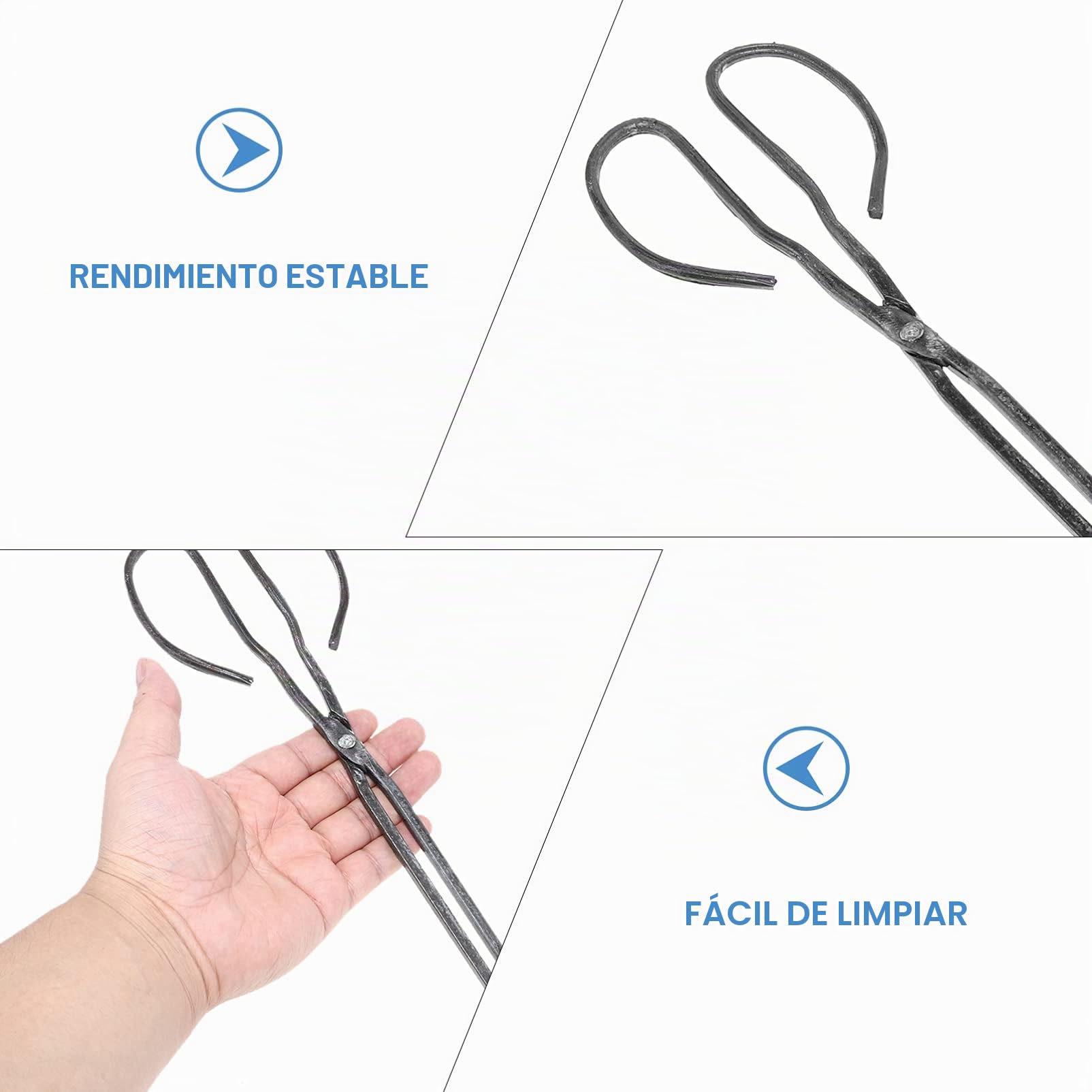 Angoily Pinzas de Tijera de Acero Inoxidable Pinzas de Carbón para Barbacoa Extra Largas para Cocinar Comida para Cocinar Barbacoa 60Cm
