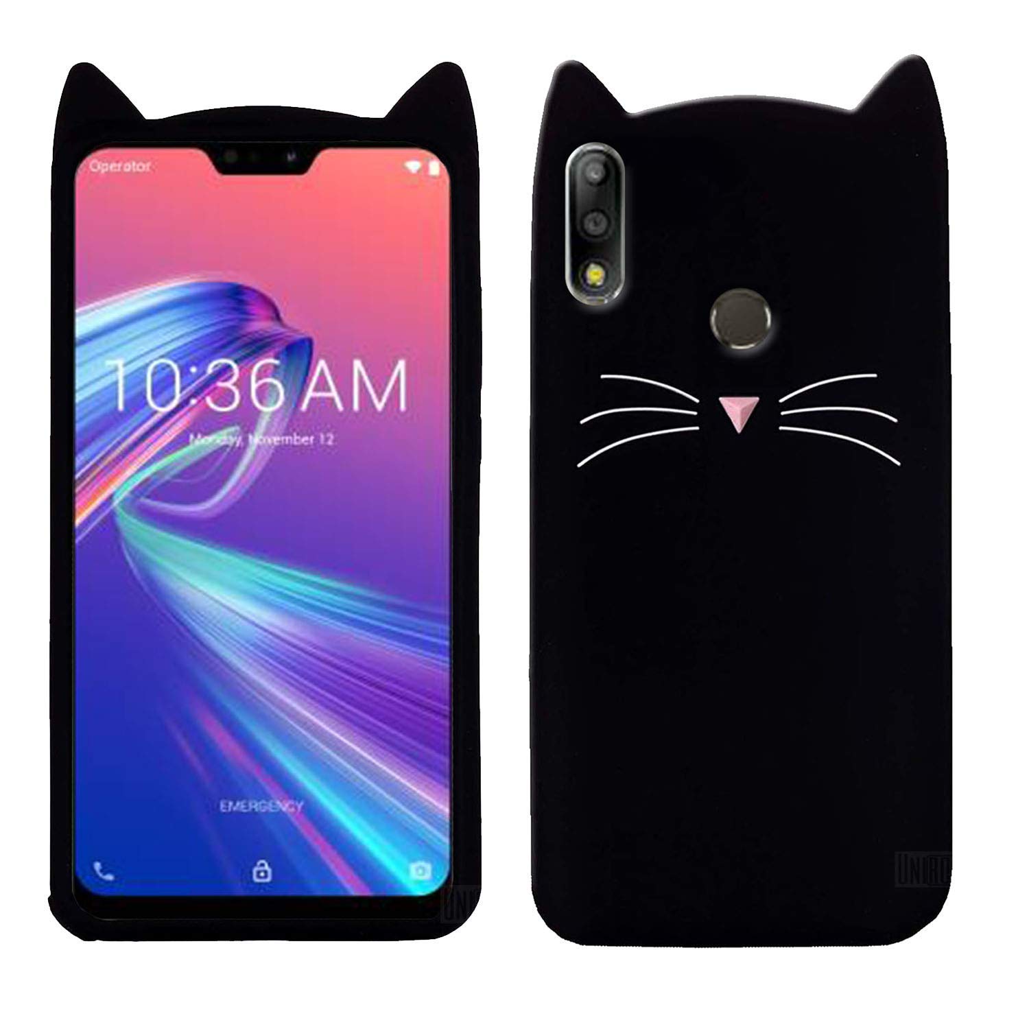 CASSIEY Girlish CAT Kitty Meow Cartoon 3D Soft Back Cover Basic Case for Asus Zen Max Pro M2 (Silicone, Rubber | Black)