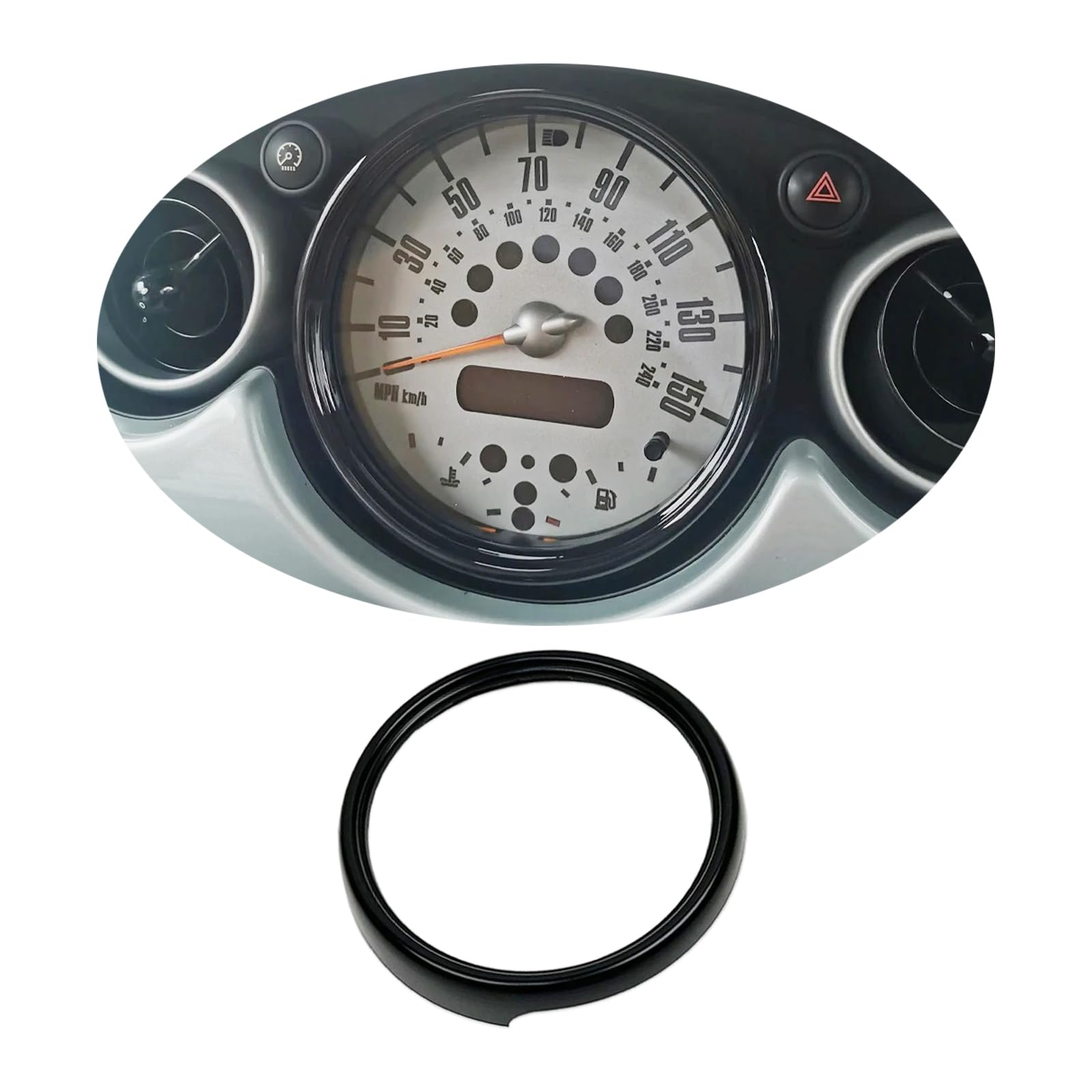 Mini R50 R52 R53 2002 – 2006 set di accessori interni, anelli di copertura decorativi per Mini Cooper One/S/JCW R50 R52 R53 (tachimetro-nero lucido)