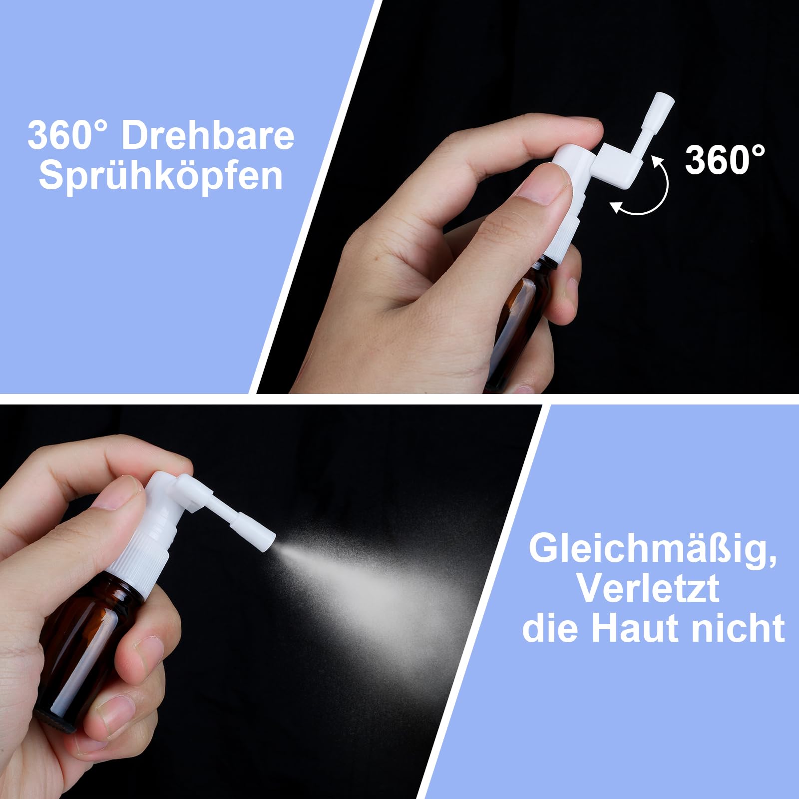 Butelka z rozpylaczem do nosa, 6 sztuk, pusta, szklana butelka z rozpylaczem, 30 ml, spray do nosa z rozpylaczem, wielokrotnego użytku, z głowicą natryskową, lejkiem, etykietami