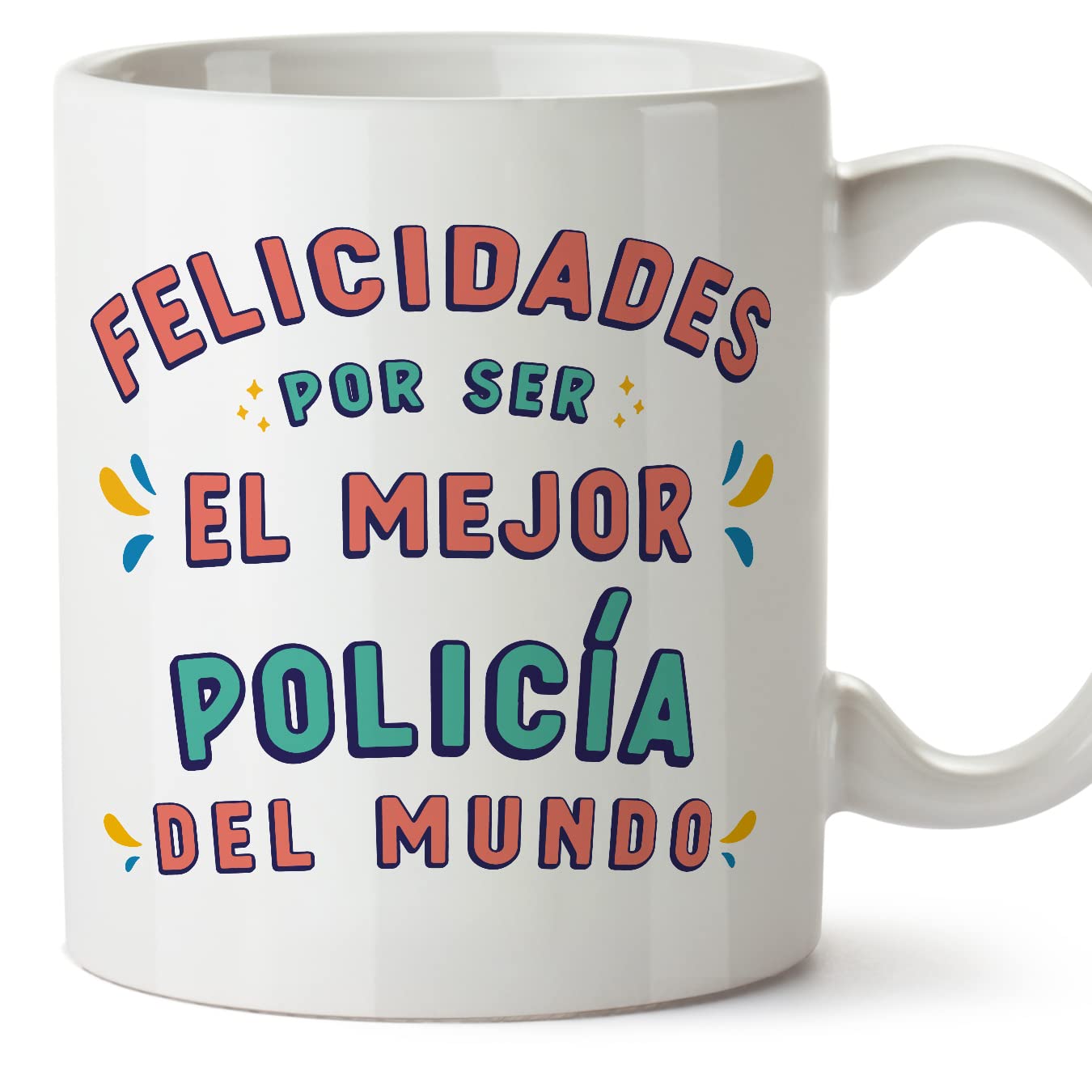 MUGFFINS Police Officer Man Mug - in Spanish - Felicidades por ser el Mejor - Funny Gift for Colleagues - Ceramic 11oz Mug