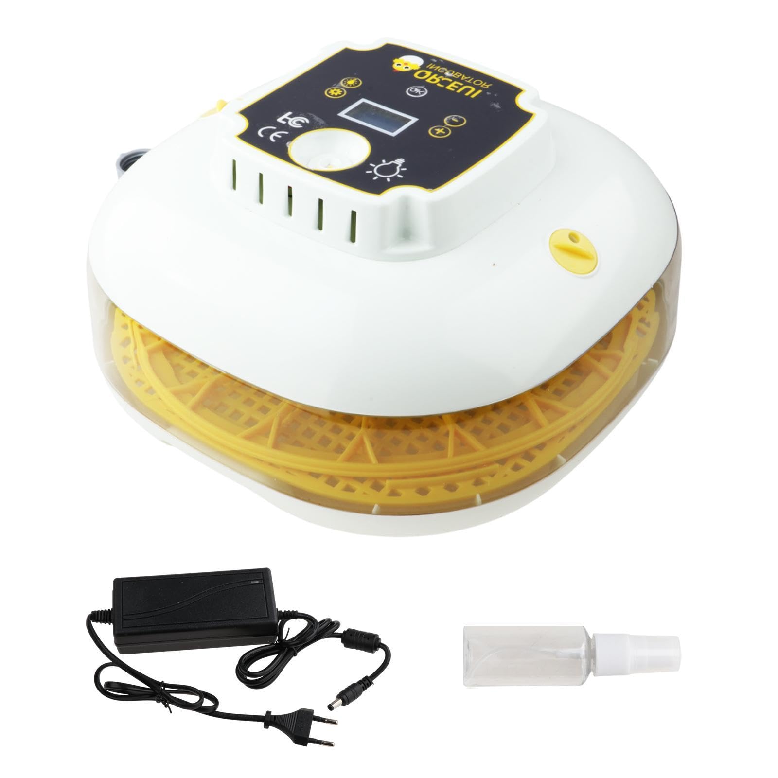 Incubatrice Automatica Uova Schiusa Controllo umidità Vassoio Girauova Temperatura Ventilazione Adatta per Allevamento Anatre, Controllo a Potenza Singola