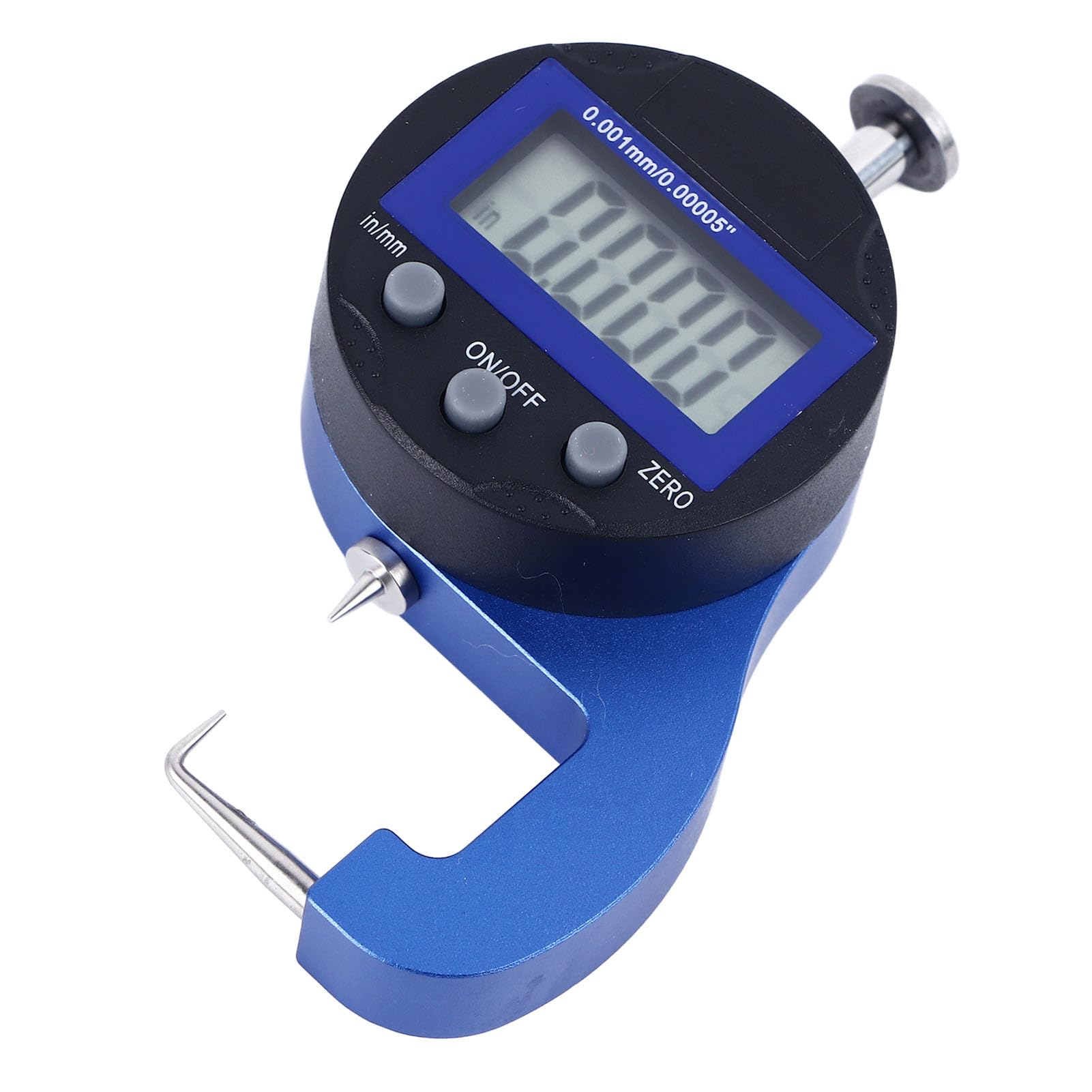 Micro misuratore di spessore digitale con punta a doppia punta e guscio in lega di alluminio - Misuratore con display digitale con risoluzione 0,0005 pollici e 0,01 mm per