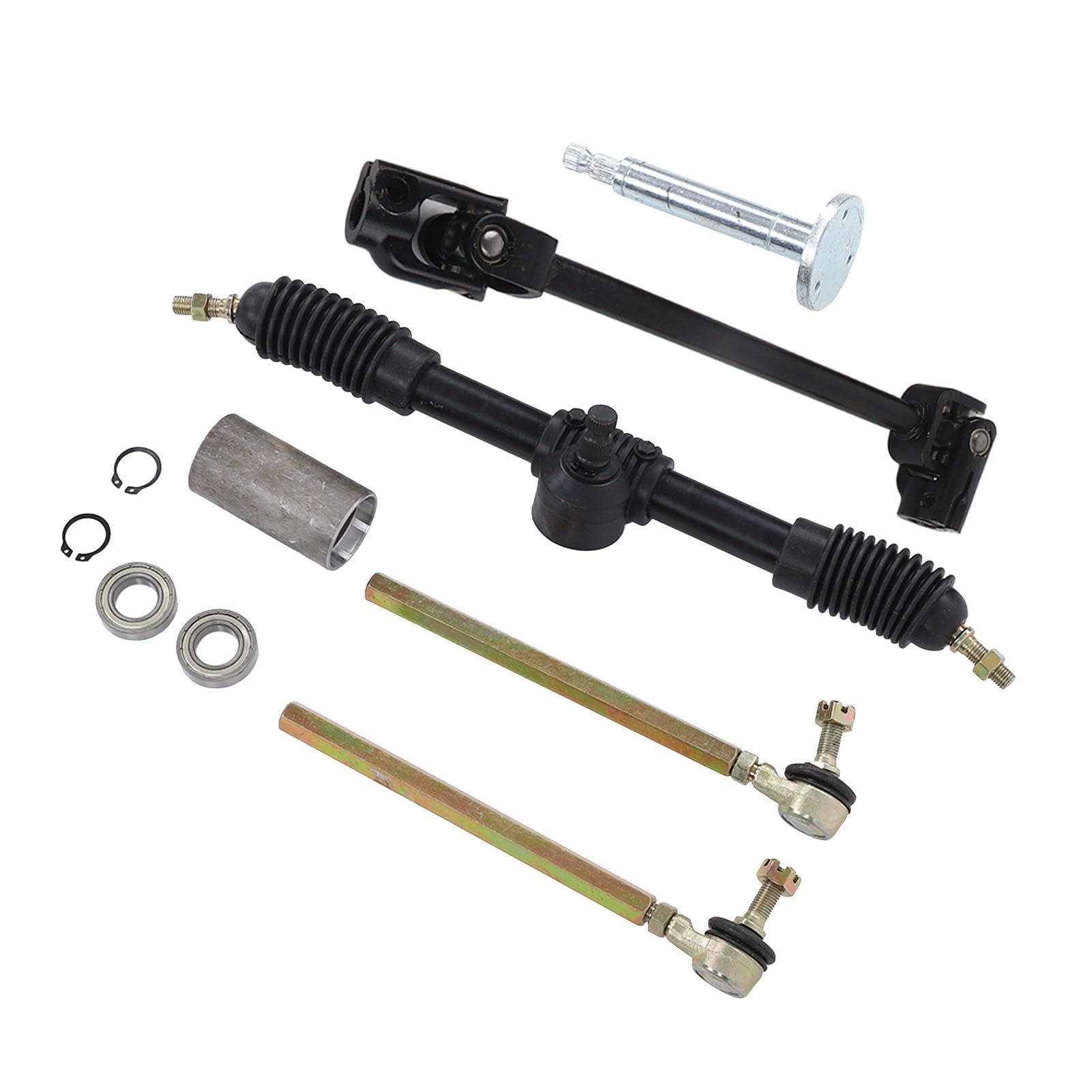 Kit de dirección Saluaqui para go-kart, piezas de volante ABS y goma, conjunto de volante negro con accesorios de instalación, metal, compatible con ATV y go-kart, motores de 150-250