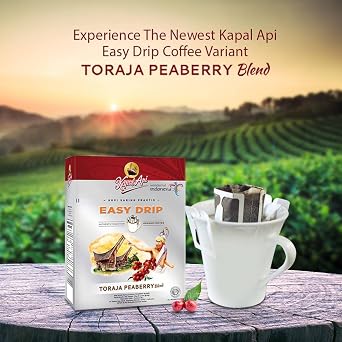 Kapal Api Easy Drip Toraja Peaberry Blend 5-ct, 50 Gram (Pack of 2)