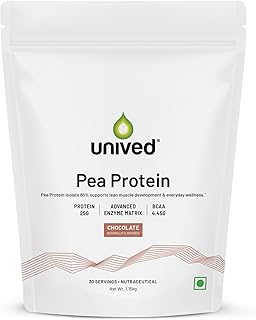 Unived Pea Protein Isolate with Natural Digestive Enzymes, 100% Vegan & Plant-Based, BCAAs, Amino Acid, Lean Muscle Develo Price In India