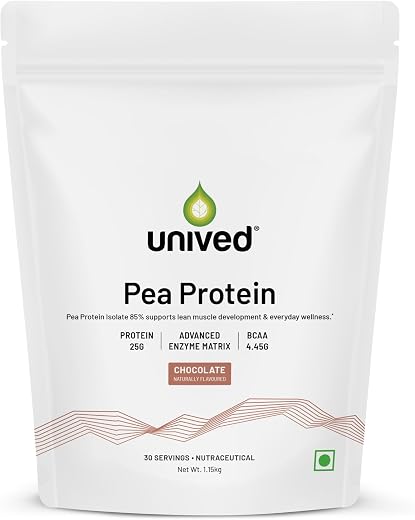 Unived Pea Protein Isolate with Natural Digestive Enzymes, 100% Vegan &amp; Plant-Based, BCAAs, Amino Acid, Lean Muscle Develo...