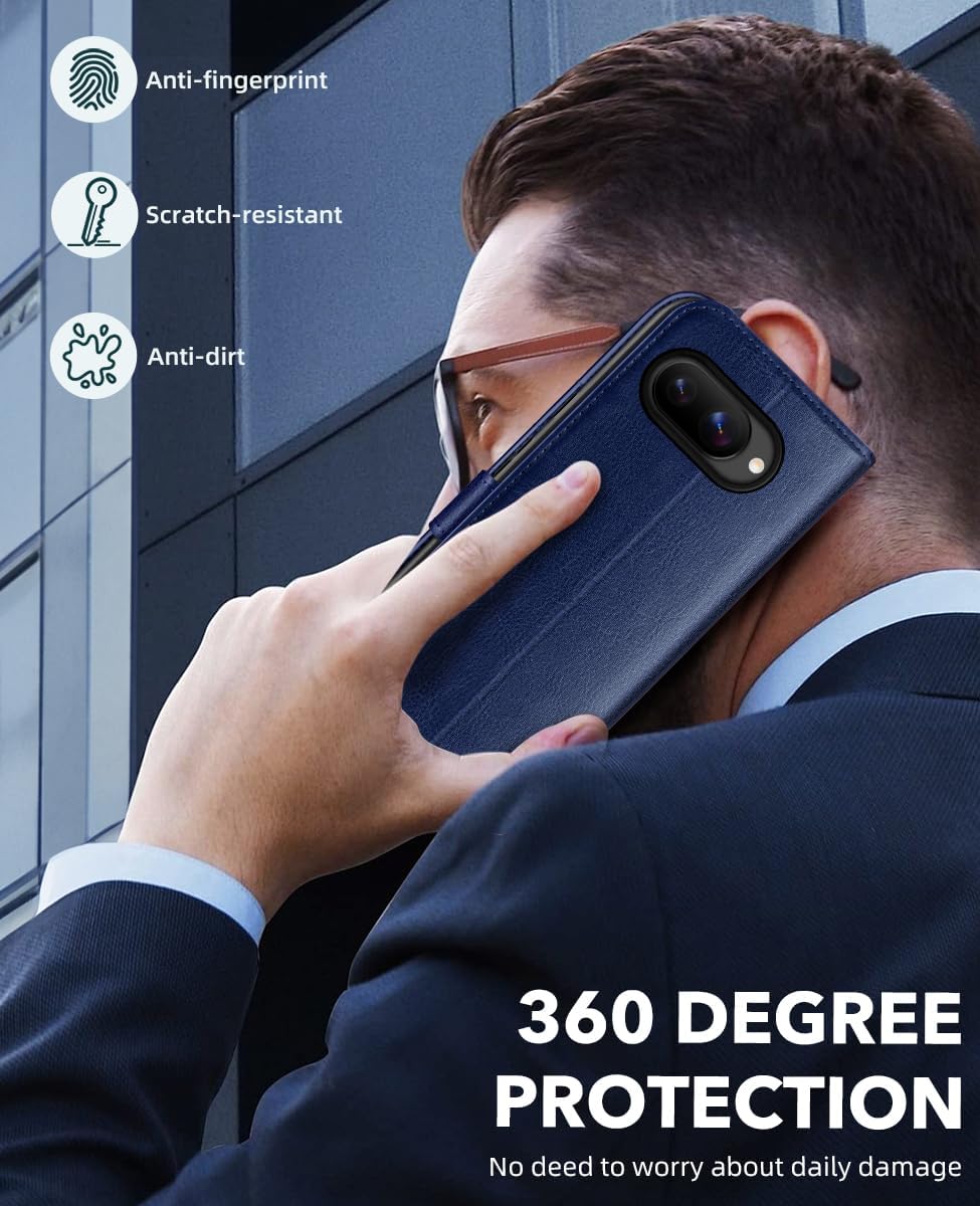 OCASE Compatible with Google Pixel 10a Wallet Case, PU Leather Flip Folio Case with Card Holders RFID Blocking Kickstand [Shockproof TPU Inner Shell] Phone Cover 2026, Blue