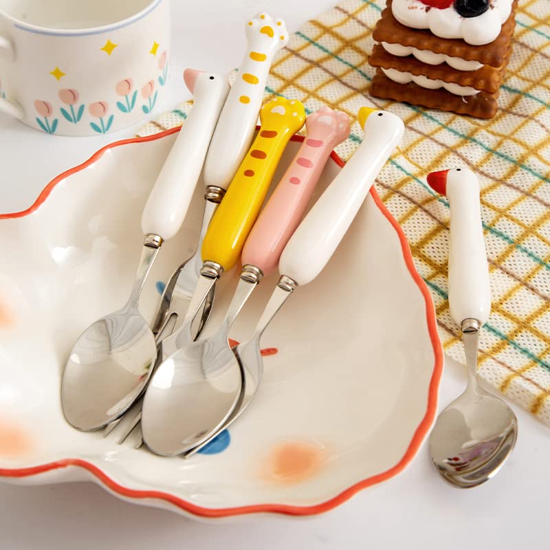 Amazon.com: Duck Spoon Fork Cutlery Set Cute Cat Claw Portable