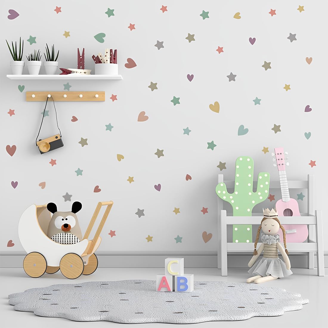 72 Piezas Pegatinas de Pared Corazón, Decoracion Habitacion Bebe, Pegatinas Pared Decorativas Infantiles, Habitación de las Niñas Pegatinas de Pared Habitación del Bebé Decoración de la Pared