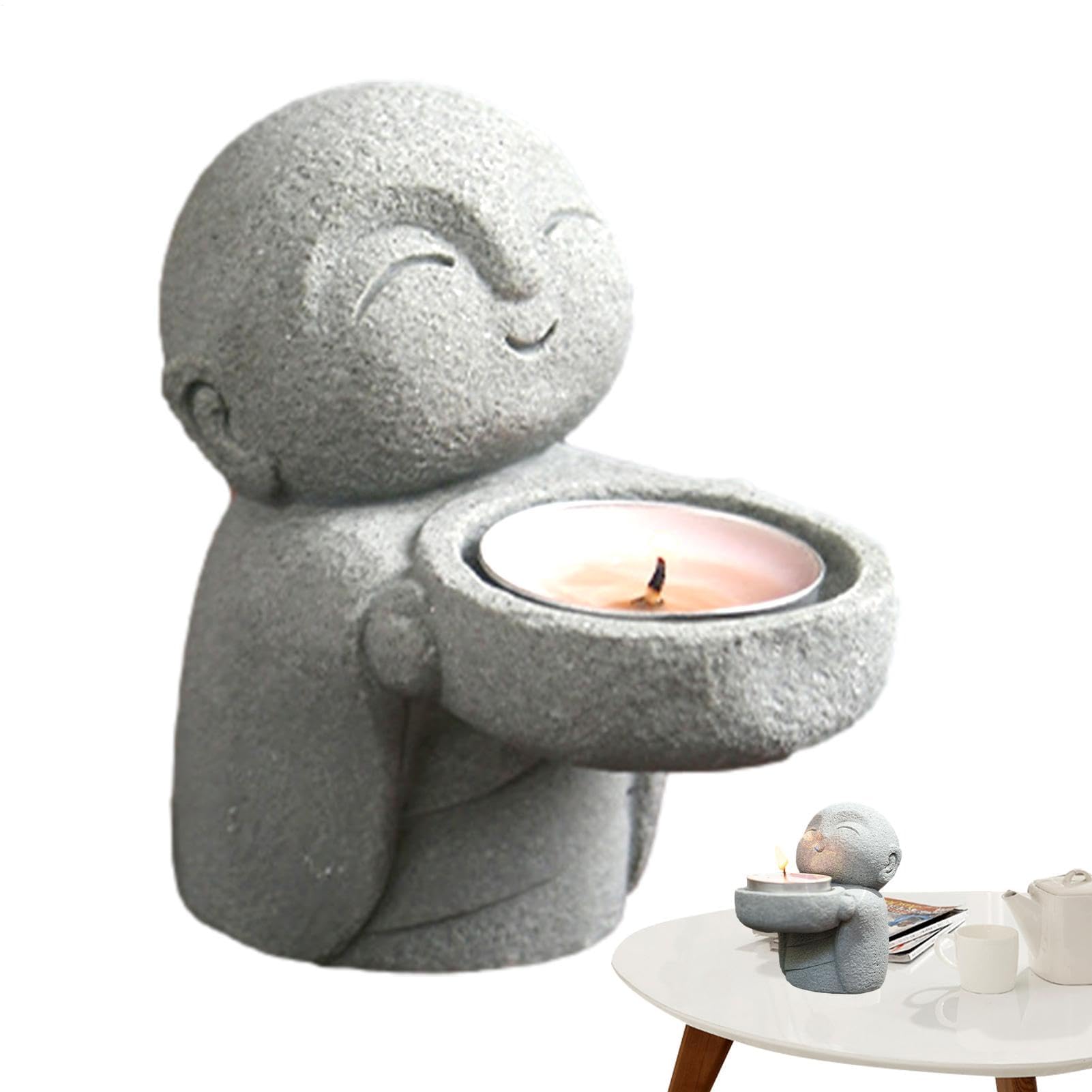 Mała statua z żywicy, posągi Buddy | Kolekcja świeczników dekoracyjnych Świecznik Estetyczna dekoracja do salonu firmy c