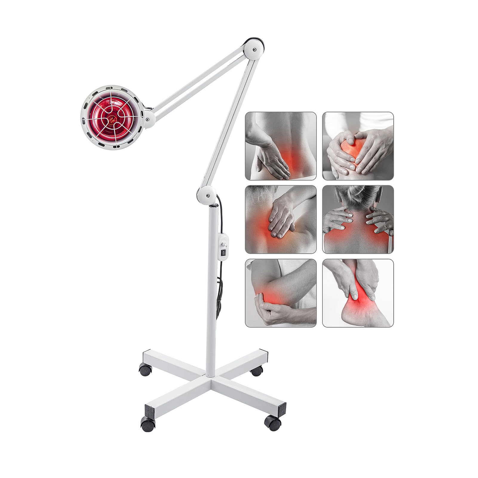 Dhouse 275W Infrarottherapie Infrarotlampe Infrarotstrahler Infrarot Lampe mit Bodenstativ Rotlichtlampe Wärmelampe Therapielampe Heizlampe Wärmetherapie Heizung Rotlichtlampe
