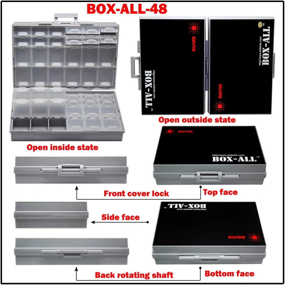 AideTek BOXALL48 48 Lids Empty Enclosure SMD SMT Organizer Size 6 inch 9 Inch Surface Mount - Image 3